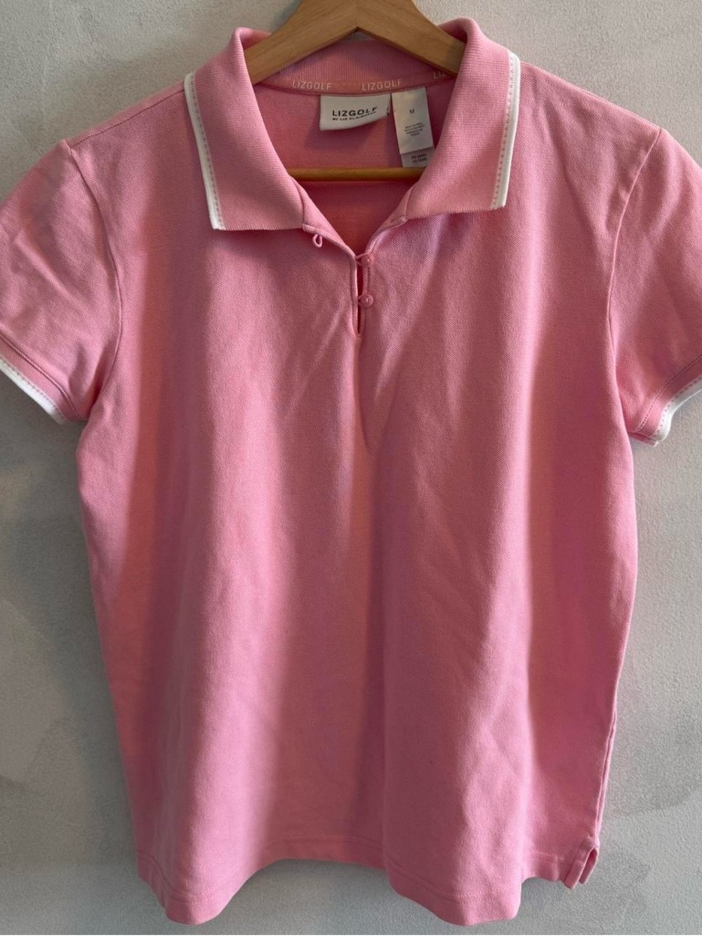 Lizgolf - Women’s Pink Polo with White Trim - Size M